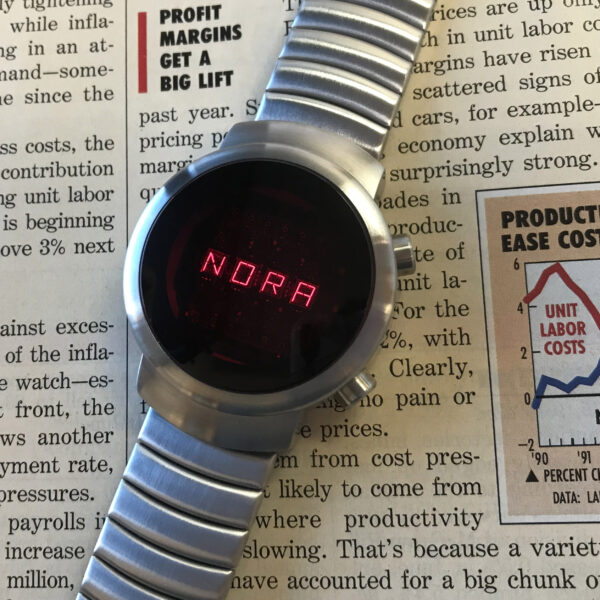 ovo classics led red lens watch with custom name nora